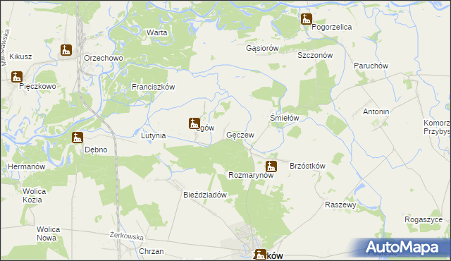 mapa Gęczew, Gęczew na mapie Targeo