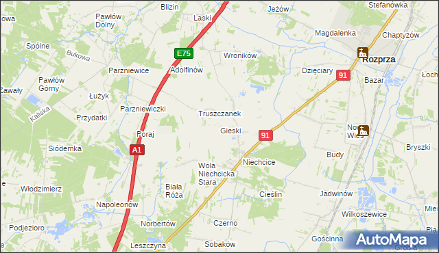 mapa Gieski, Gieski na mapie Targeo