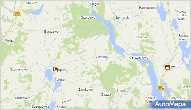 mapa Gizewo, Gizewo na mapie Targeo