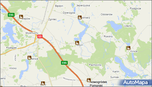 mapa Giżyn gmina Nowogródek Pomorski, Giżyn gmina Nowogródek Pomorski na mapie Targeo