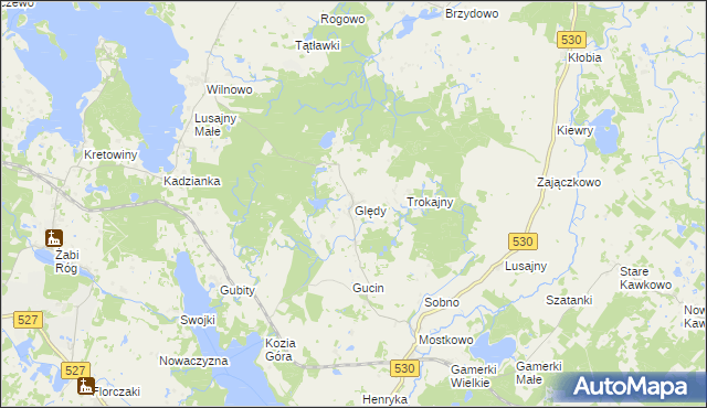 mapa Ględy gmina Łukta, Ględy gmina Łukta na mapie Targeo