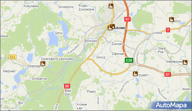 mapa Glincz, Glincz na mapie Targeo
