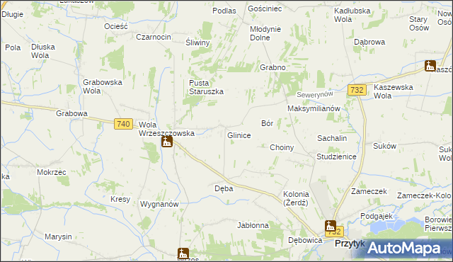 mapa Glinice gmina Przytyk, Glinice gmina Przytyk na mapie Targeo