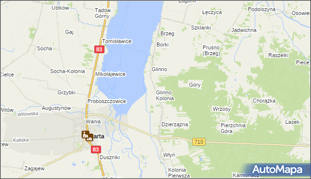 mapa Glinno Kolonia, Glinno Kolonia na mapie Targeo