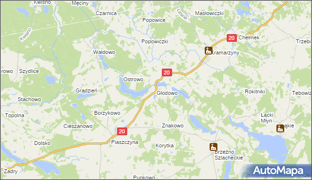 mapa Głodowo gmina Miastko, Głodowo gmina Miastko na mapie Targeo