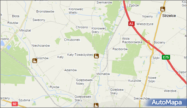 mapa Głogowiec gmina Kutno, Głogowiec gmina Kutno na mapie Targeo
