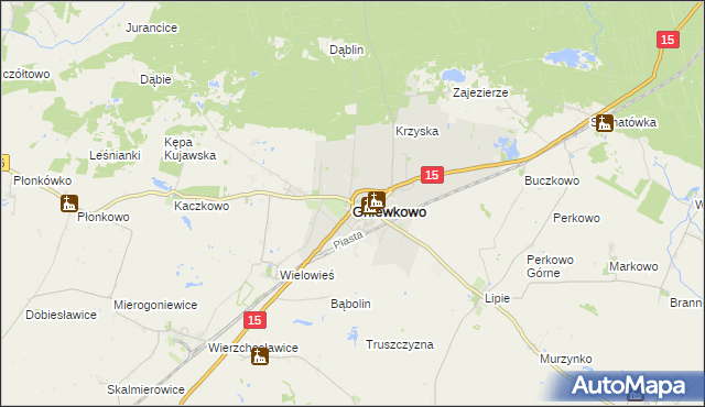 mapa Gniewkowo powiat inowrocławski, Gniewkowo powiat inowrocławski na mapie Targeo