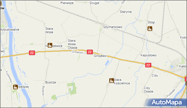 mapa Gnojewo gmina Miłoradz, Gnojewo gmina Miłoradz na mapie Targeo