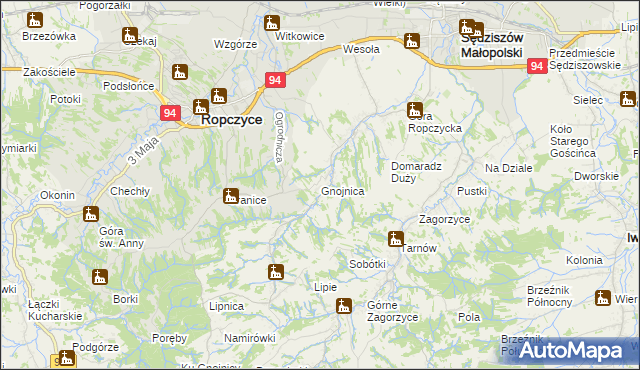 mapa Gnojnica, Gnojnica na mapie Targeo