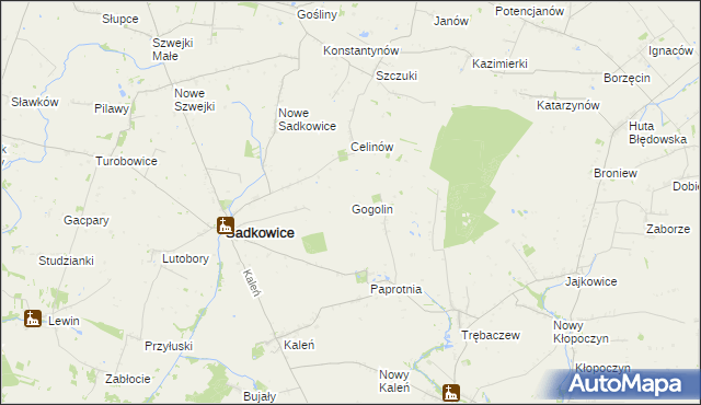 mapa Gogolin gmina Sadkowice, Gogolin gmina Sadkowice na mapie Targeo