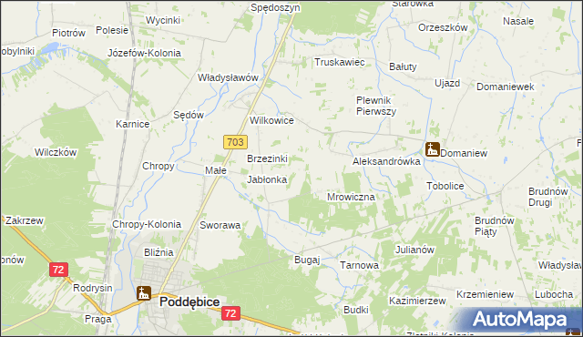 mapa Golice gmina Poddębice, Golice gmina Poddębice na mapie Targeo