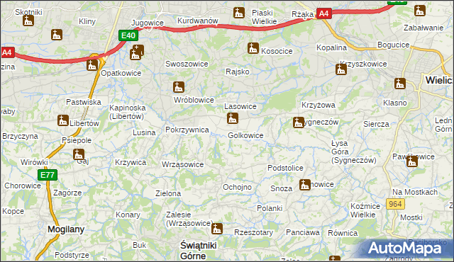 mapa Golkowice, Golkowice na mapie Targeo