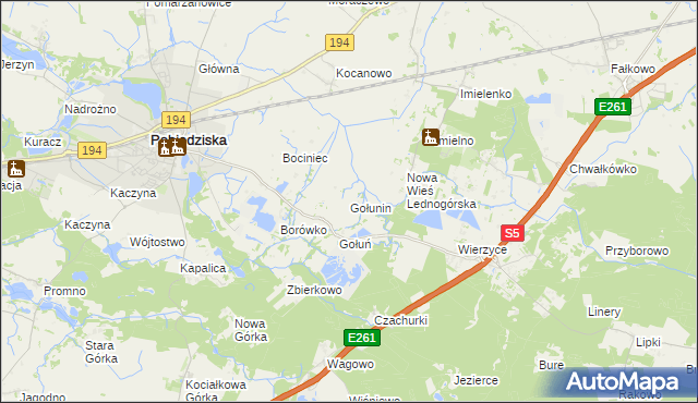 mapa Gołunin, Gołunin na mapie Targeo