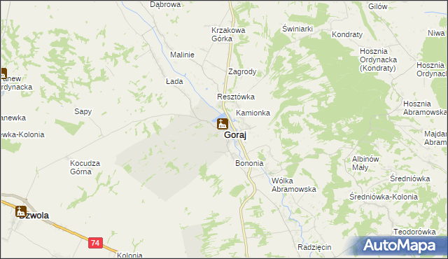 mapa Goraj powiat biłgorajski, Goraj powiat biłgorajski na mapie Targeo