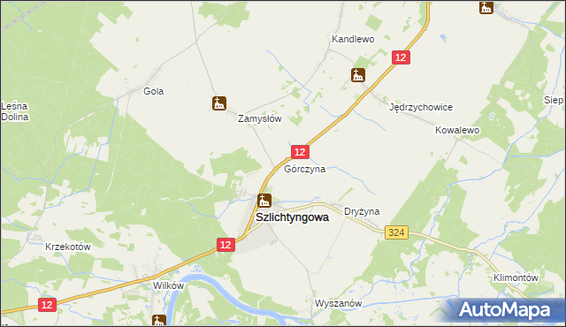 mapa Górczyna gmina Szlichtyngowa, Górczyna gmina Szlichtyngowa na mapie Targeo