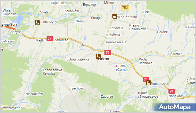 mapa Górno powiat kielecki, Górno powiat kielecki na mapie Targeo