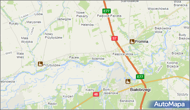 mapa Góry gmina Promna, Góry gmina Promna na mapie Targeo