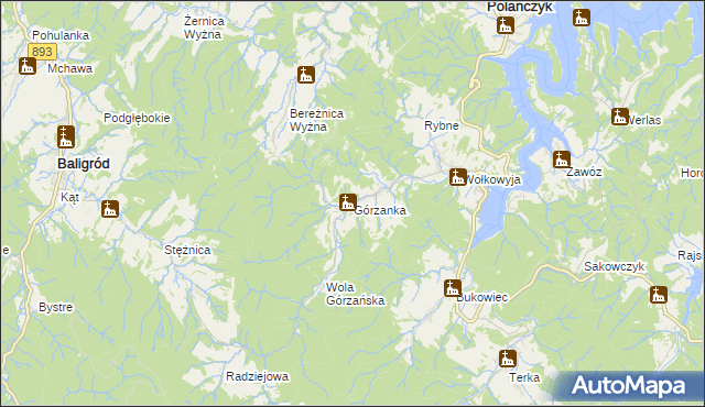 mapa Górzanka, Górzanka na mapie Targeo