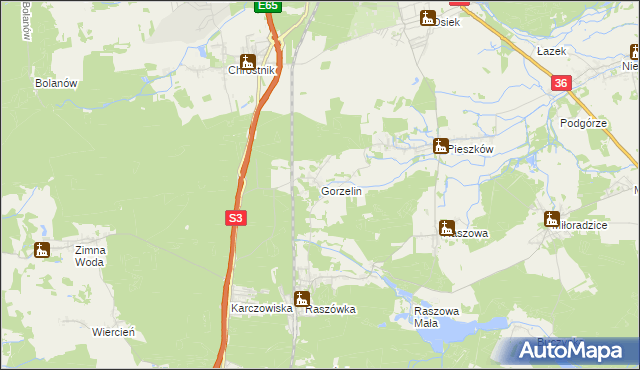 mapa Gorzelin, Gorzelin na mapie Targeo