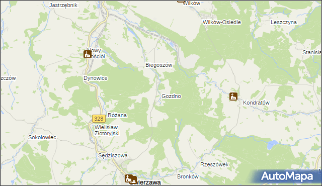mapa Gozdno, Gozdno na mapie Targeo