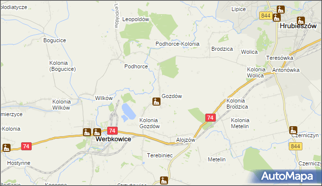 mapa Gozdów gmina Werbkowice, Gozdów gmina Werbkowice na mapie Targeo