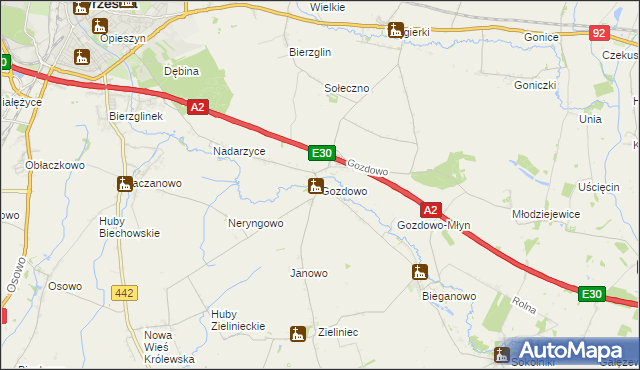 mapa Gozdowo gmina Września, Gozdowo gmina Września na mapie Targeo