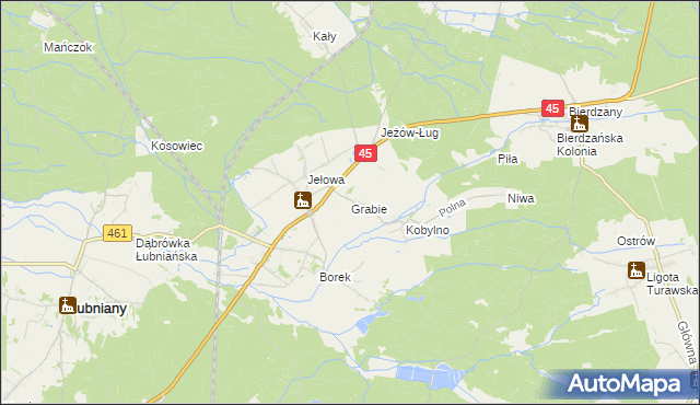mapa Grabie gmina Łubniany, Grabie gmina Łubniany na mapie Targeo