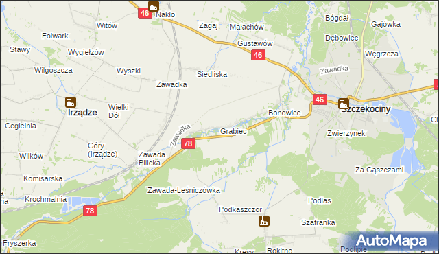 mapa Grabiec, Grabiec na mapie Targeo