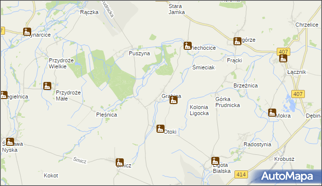 mapa Grabina gmina Biała, Grabina gmina Biała na mapie Targeo