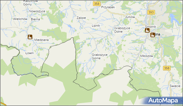 mapa Grabiszyce Górne, Grabiszyce Górne na mapie Targeo