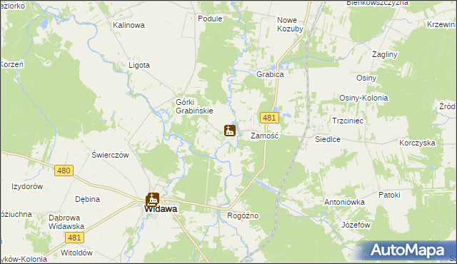 mapa Grabno gmina Sędziejowice, Grabno gmina Sędziejowice na mapie Targeo