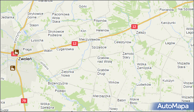 mapa Grabów nad Wisłą, Grabów nad Wisłą na mapie Targeo