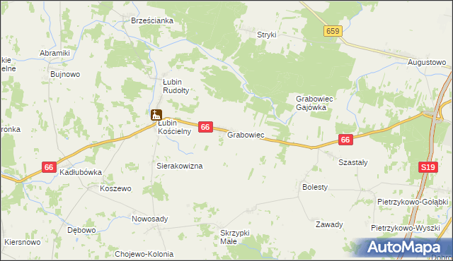 mapa Grabowiec gmina Bielsk Podlaski, Grabowiec gmina Bielsk Podlaski na mapie Targeo