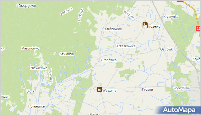 mapa Grabówka gmina Budzyń, Grabówka gmina Budzyń na mapie Targeo