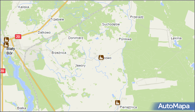 mapa Grabowo gmina Biały Bór, Grabowo gmina Biały Bór na mapie Targeo