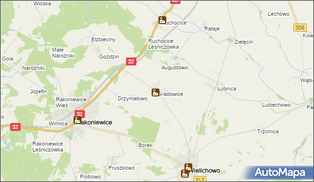 mapa Gradowice, Gradowice na mapie Targeo