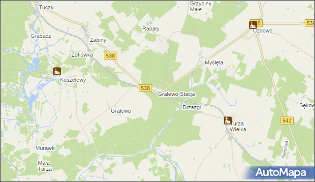 mapa Gralewo-Stacja, Gralewo-Stacja na mapie Targeo