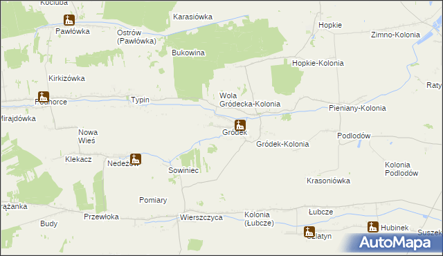 mapa Gródek gmina Jarczów, Gródek gmina Jarczów na mapie Targeo