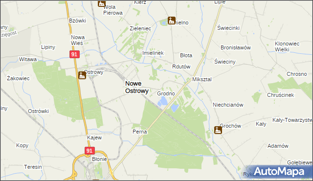 mapa Grodno gmina Nowe Ostrowy, Grodno gmina Nowe Ostrowy na mapie Targeo