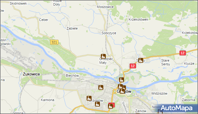 mapa Grodziec Mały, Grodziec Mały na mapie Targeo