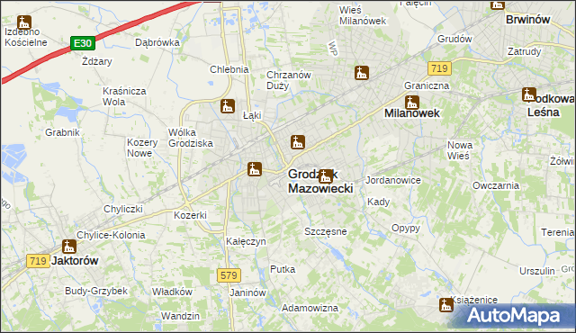 mapa Grodzisk Mazowiecki, Grodzisk Mazowiecki na mapie Targeo