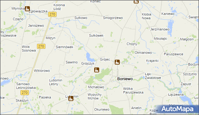 mapa Grójec gmina Boniewo, Grójec gmina Boniewo na mapie Targeo