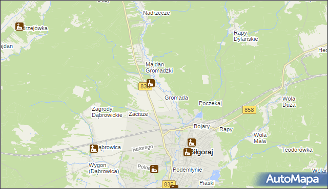 mapa Gromada gmina Biłgoraj, Gromada gmina Biłgoraj na mapie Targeo