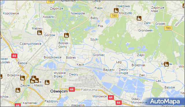 mapa Gromiec, Gromiec na mapie Targeo