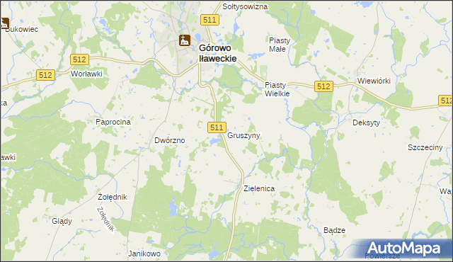 mapa Gruszyny, Gruszyny na mapie Targeo