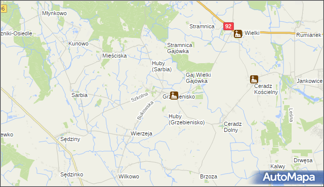 mapa Grzebienisko, Grzebienisko na mapie Targeo