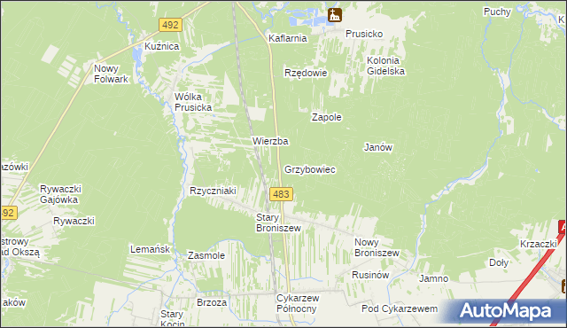 mapa Grzybowiec, Grzybowiec na mapie Targeo