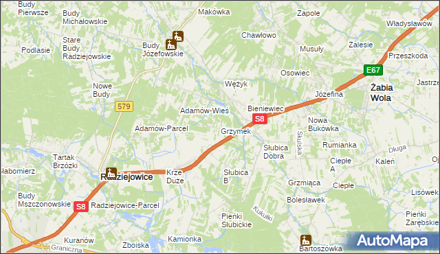 mapa Grzymek, Grzymek na mapie Targeo
