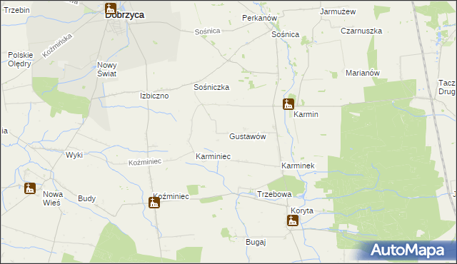 mapa Gustawów gmina Dobrzyca, Gustawów gmina Dobrzyca na mapie Targeo