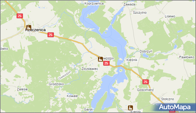 mapa Gwieździn, Gwieździn na mapie Targeo